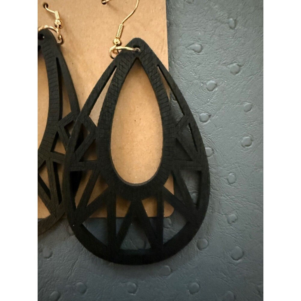 Wooden Earrings BLACD Cut out Earring